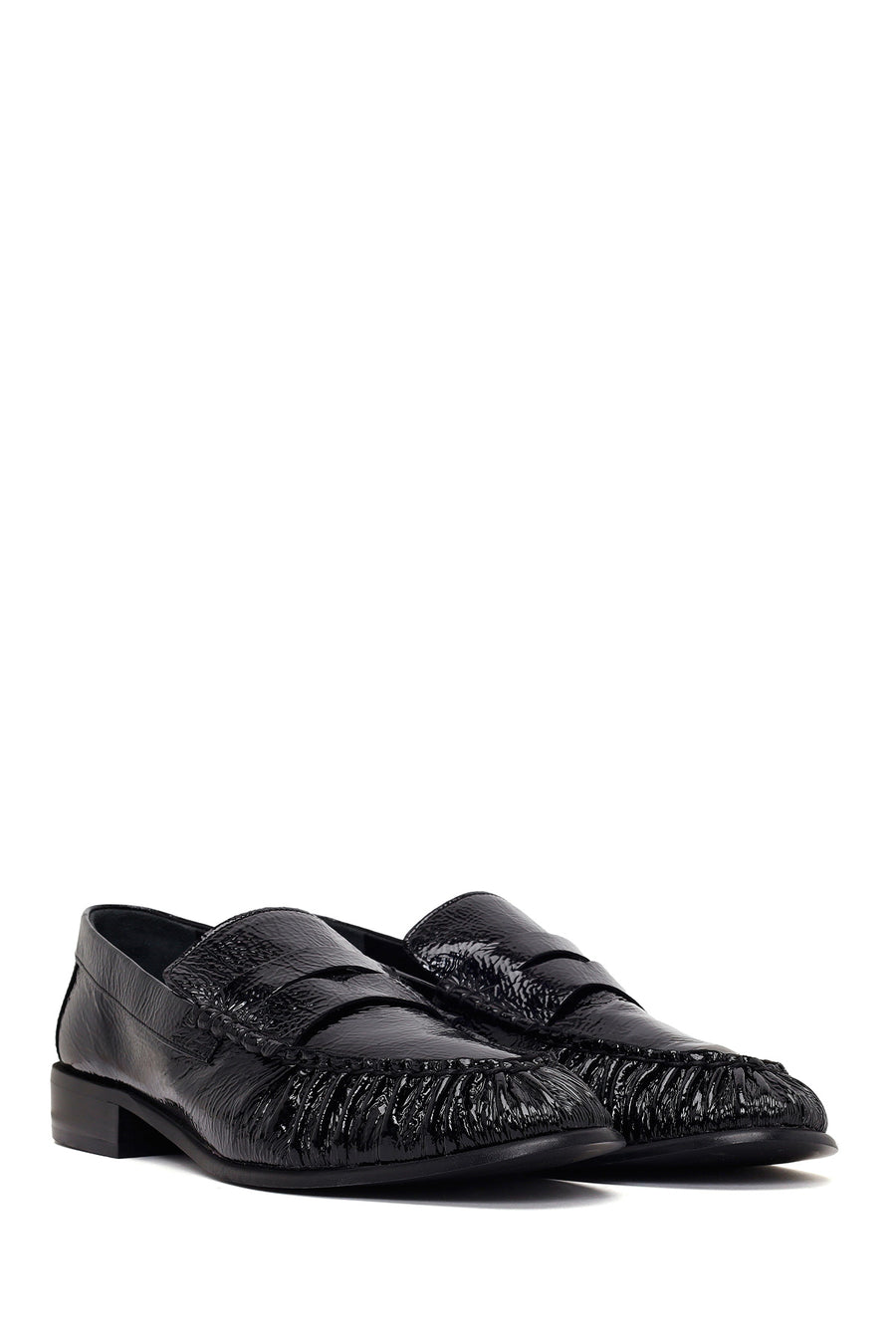 Kadın Siyah Deri Maskülen Loafer
