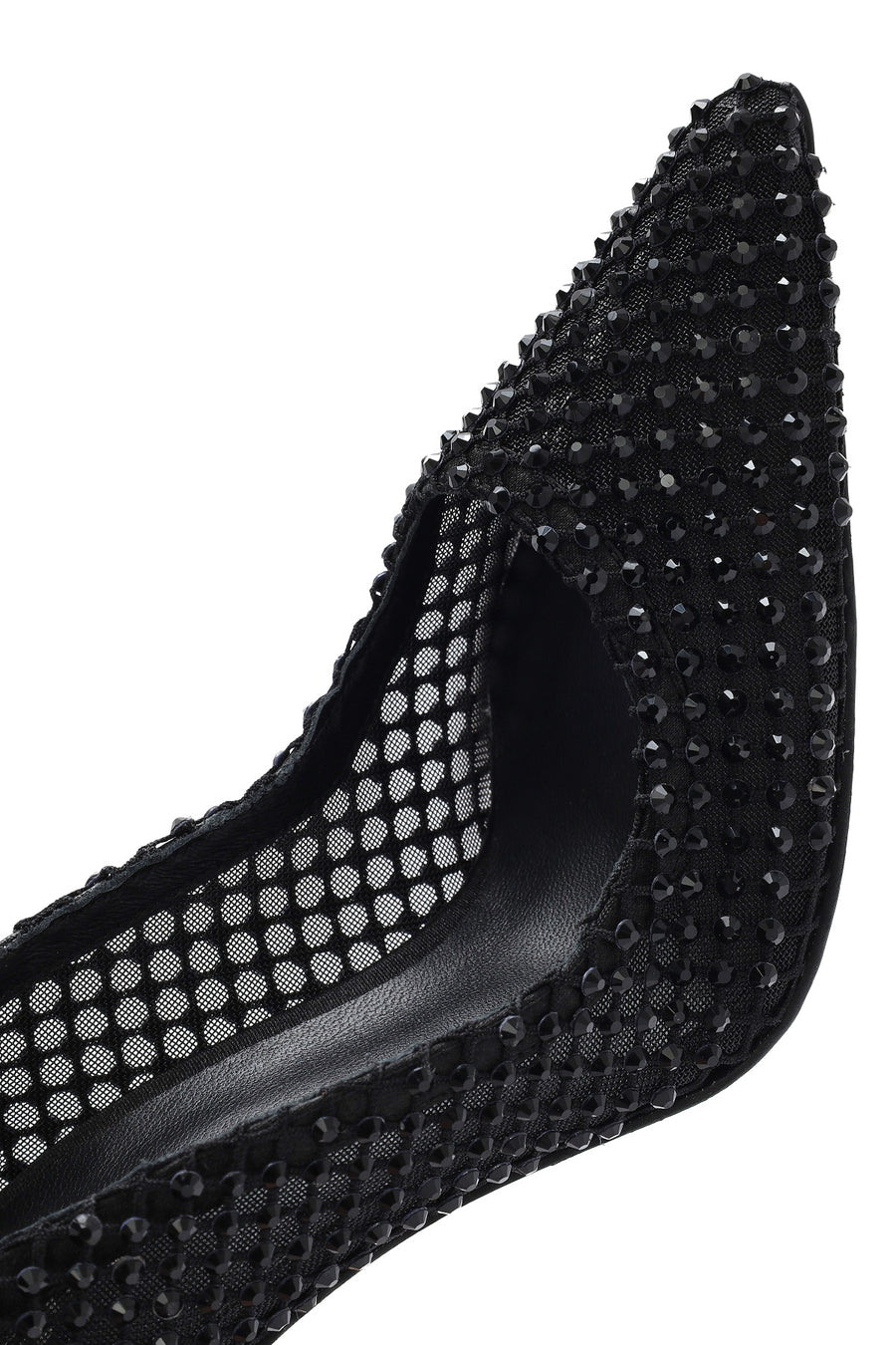Woman Black Embellished High Thin-Heeled Leather Stiletto