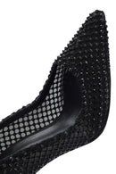 Women's Black Stone High Thin Heel Leather Stiletto | Derimod