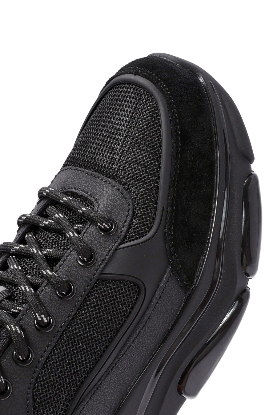 Erkek Siyah Bağcıklı Deri Sneaker