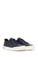 Erkek Lacivert Bağcıklı Deri Sneaker | Derimod