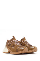 Woman Camel Lace-Up Chunky Sneaker | Derimod