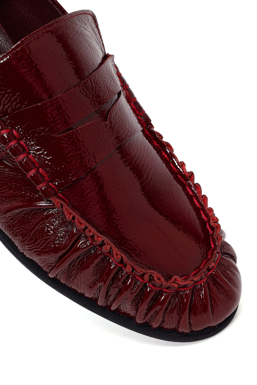 Kadın Bordo Deri Maskülen Loafer