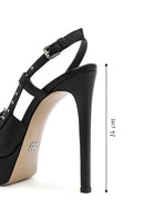 Women's Black Slingback Platform High Heel Leather Shoes | Derimod