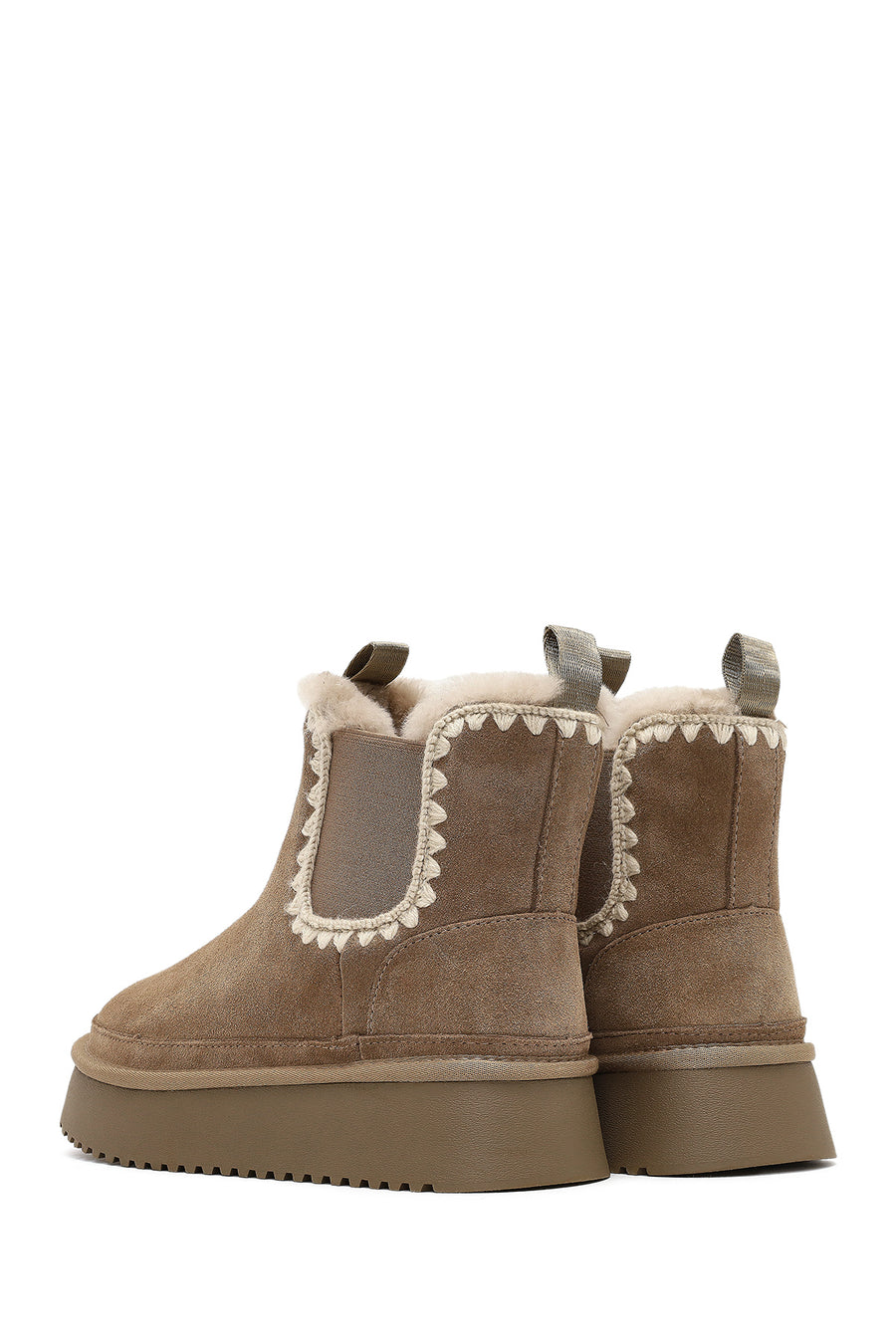 Woman Mink Thick-Soled Patterned Suede Teddy Boots