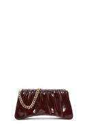 Woman Burgundy Chain Strap Patent Leather Evening Shoulder Bag | Derimod