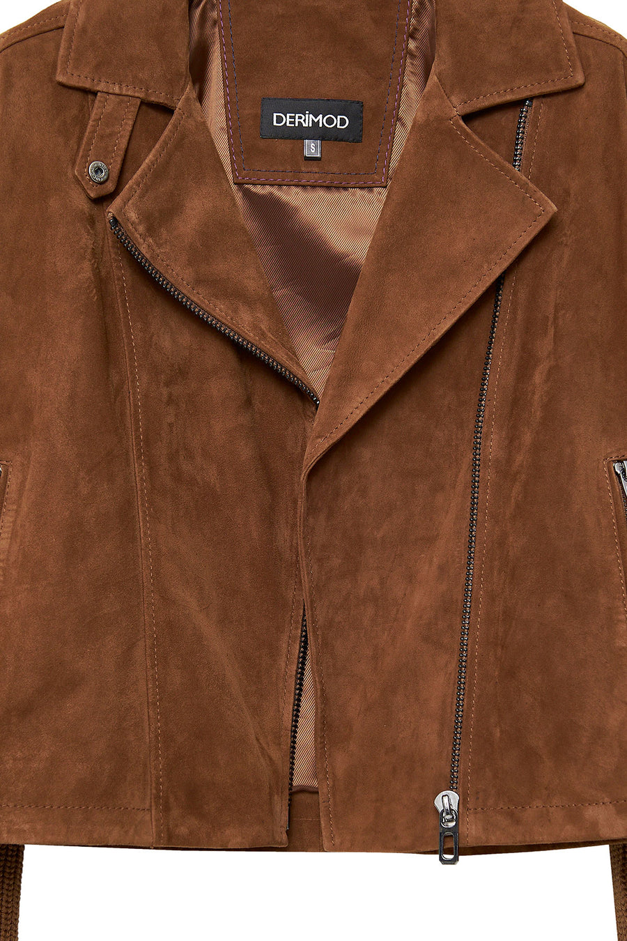 Marcy Women's Brown Double Breasted Suede Leather Jacket