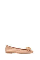 Bead Detailed Women's Leather Ballerinas | Derimod