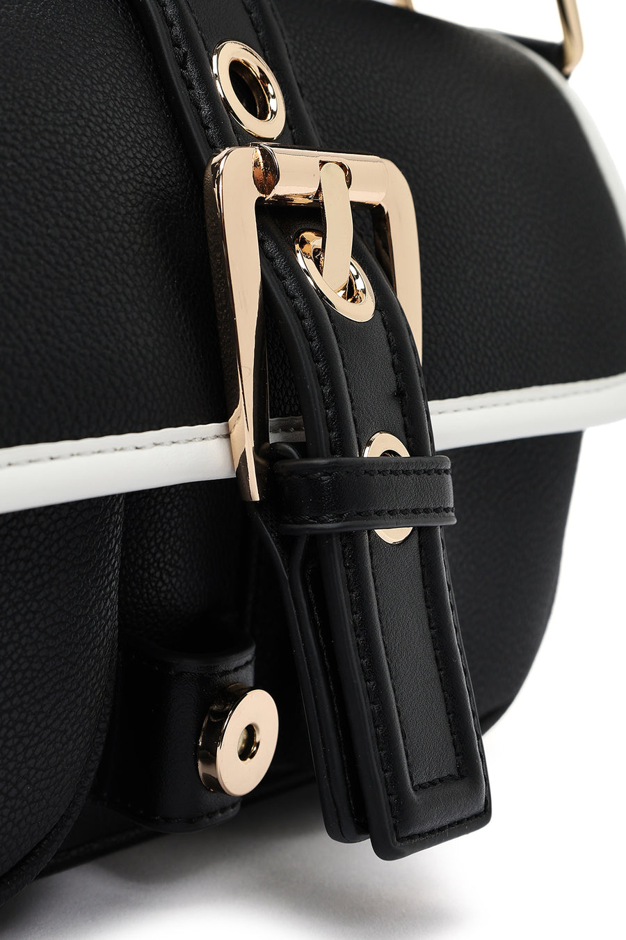 Women's Black Buckle Detailed Shoulder Bag