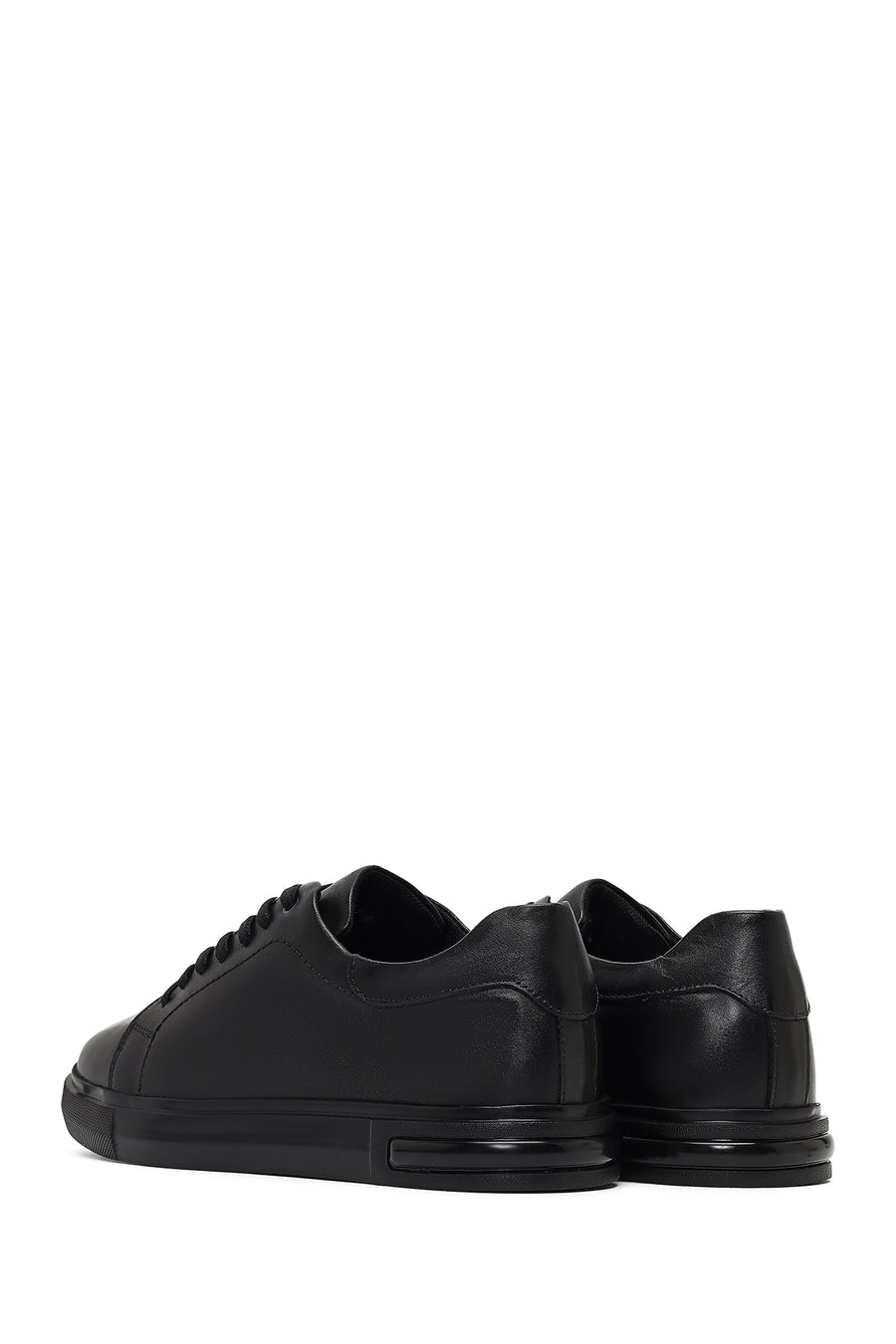 Men's Black Lace Up Leather Sneakers