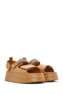 Women's Tan Strappy Thick Soled Jelly Sandals | Derimod