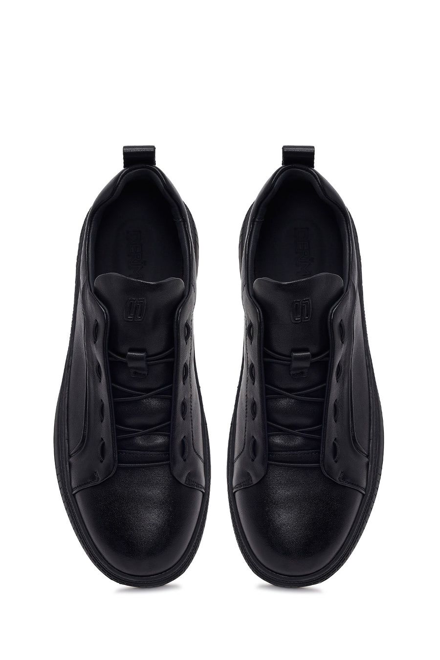 Erkek Siyah Bağcıklı Deri Sneaker