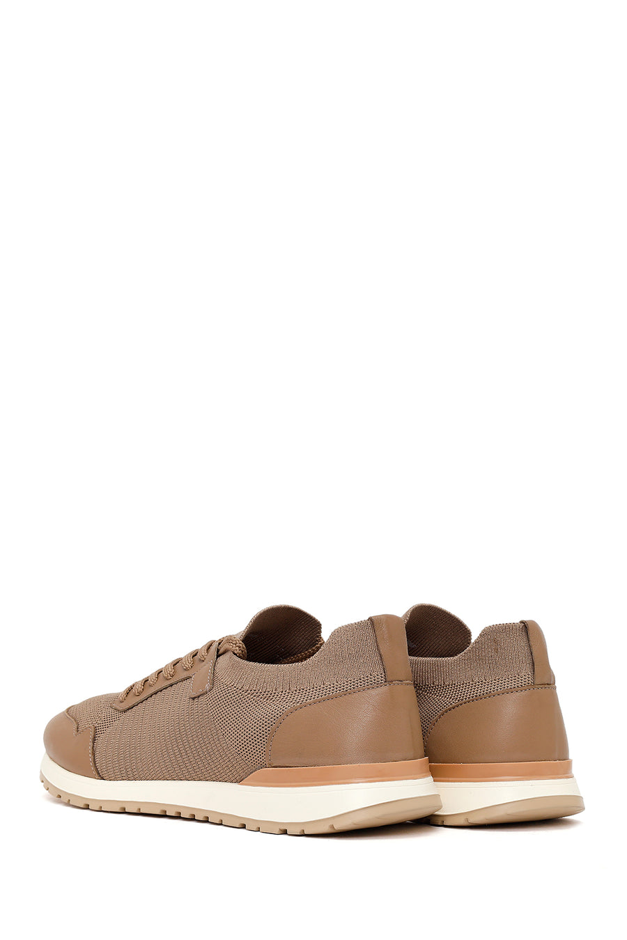 Erkek Vizon Bağcıklı Kumaş Sneaker