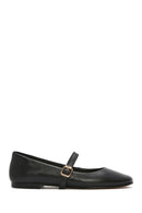 Women's Black Banded Leather Ballerinas | Derimod
