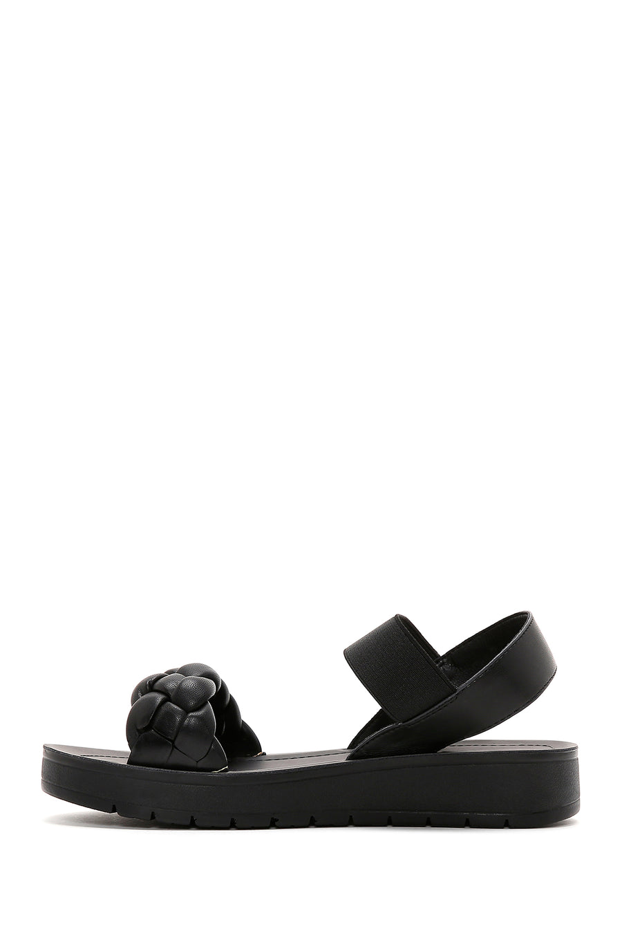 Women's Black Knit Patterned Sandals