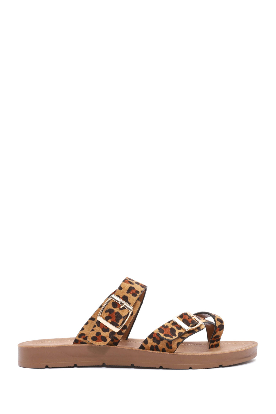 Women's Leopard Patterned Suede Flip Flops 26SFE460110 | Derimod