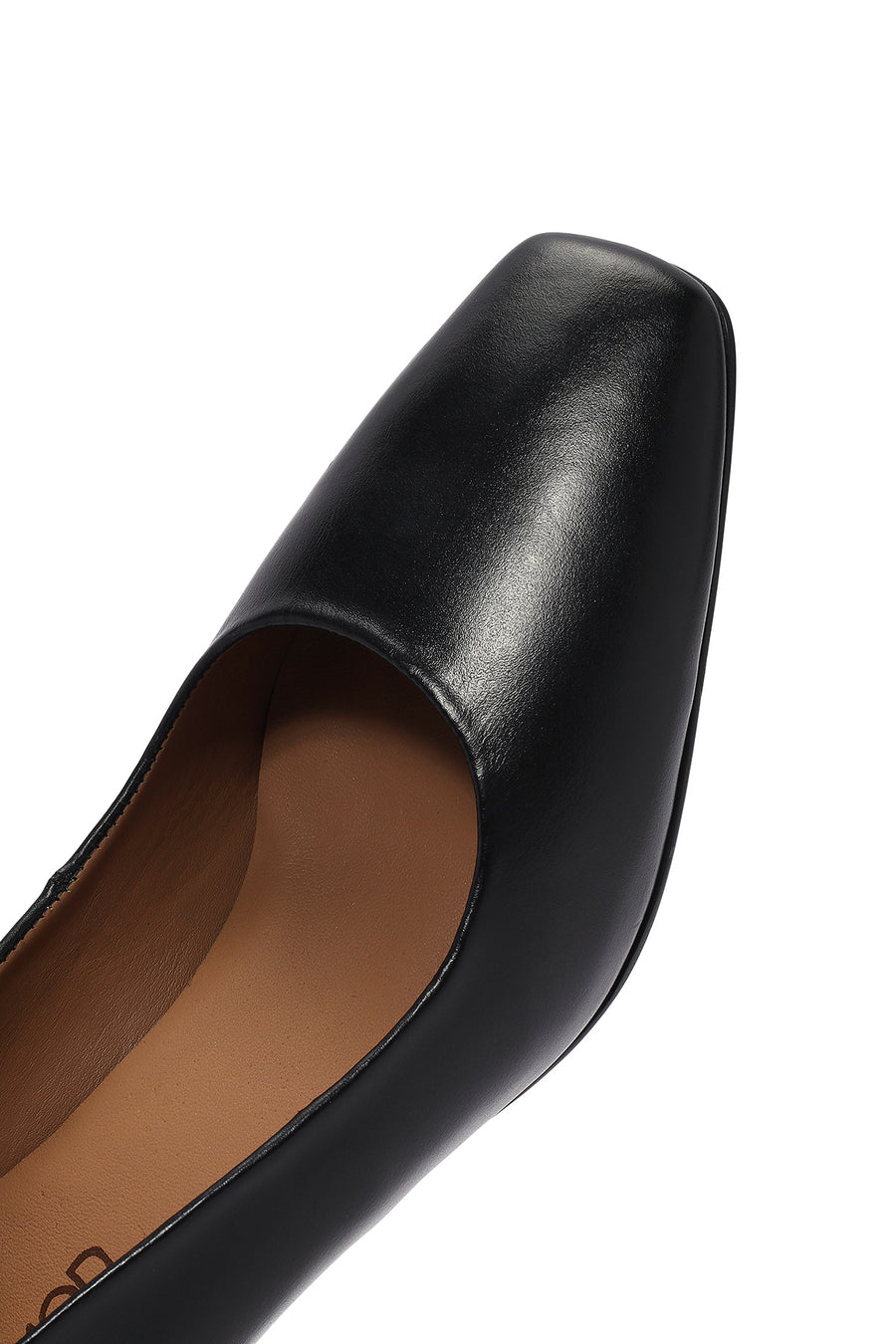 Kadın Siyah Kalın Kısa Topuklu Deri Stiletto