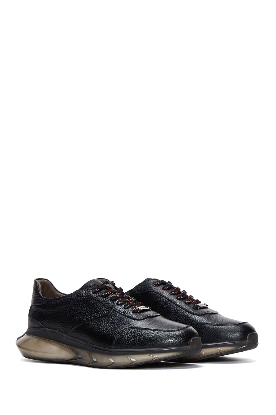 Men's Black Lace-up Leather Sneaker