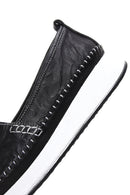 Women's Black Leather Comfort Loafer | Derimod