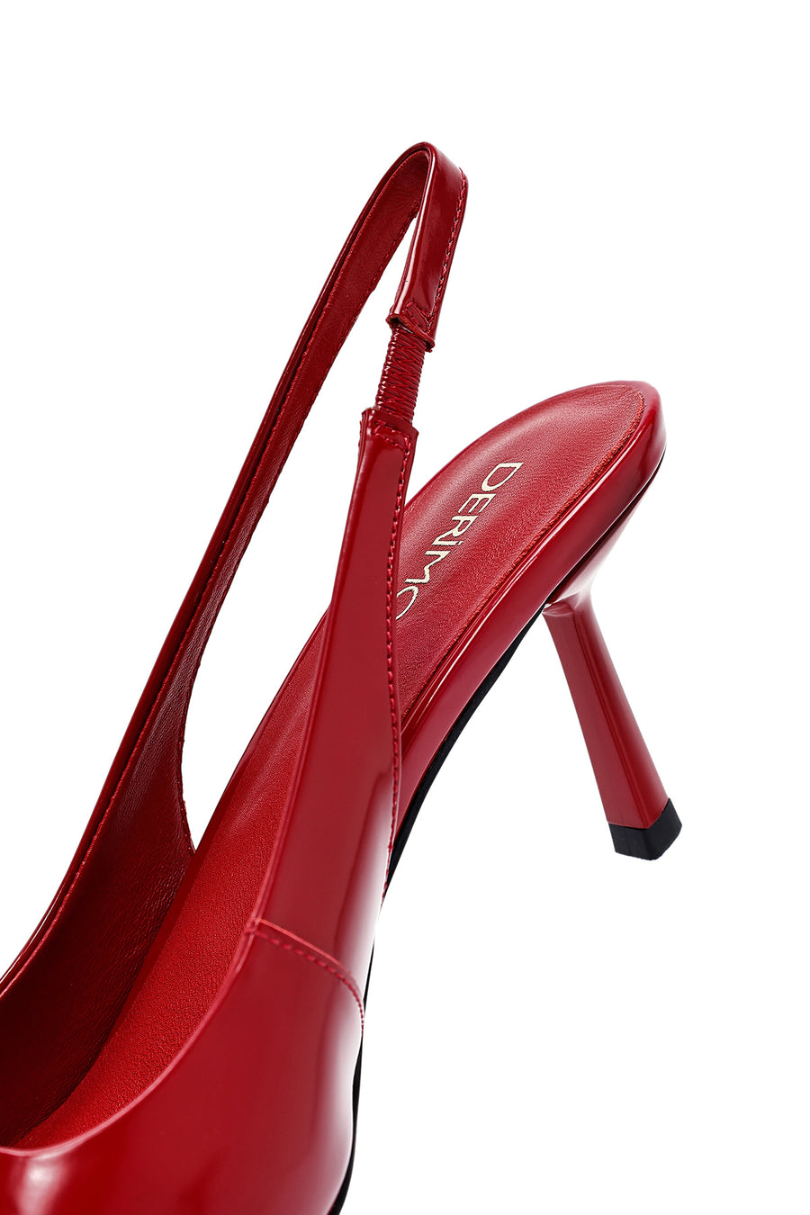 Women's Red Slingback Thin Heel Leather Shoes