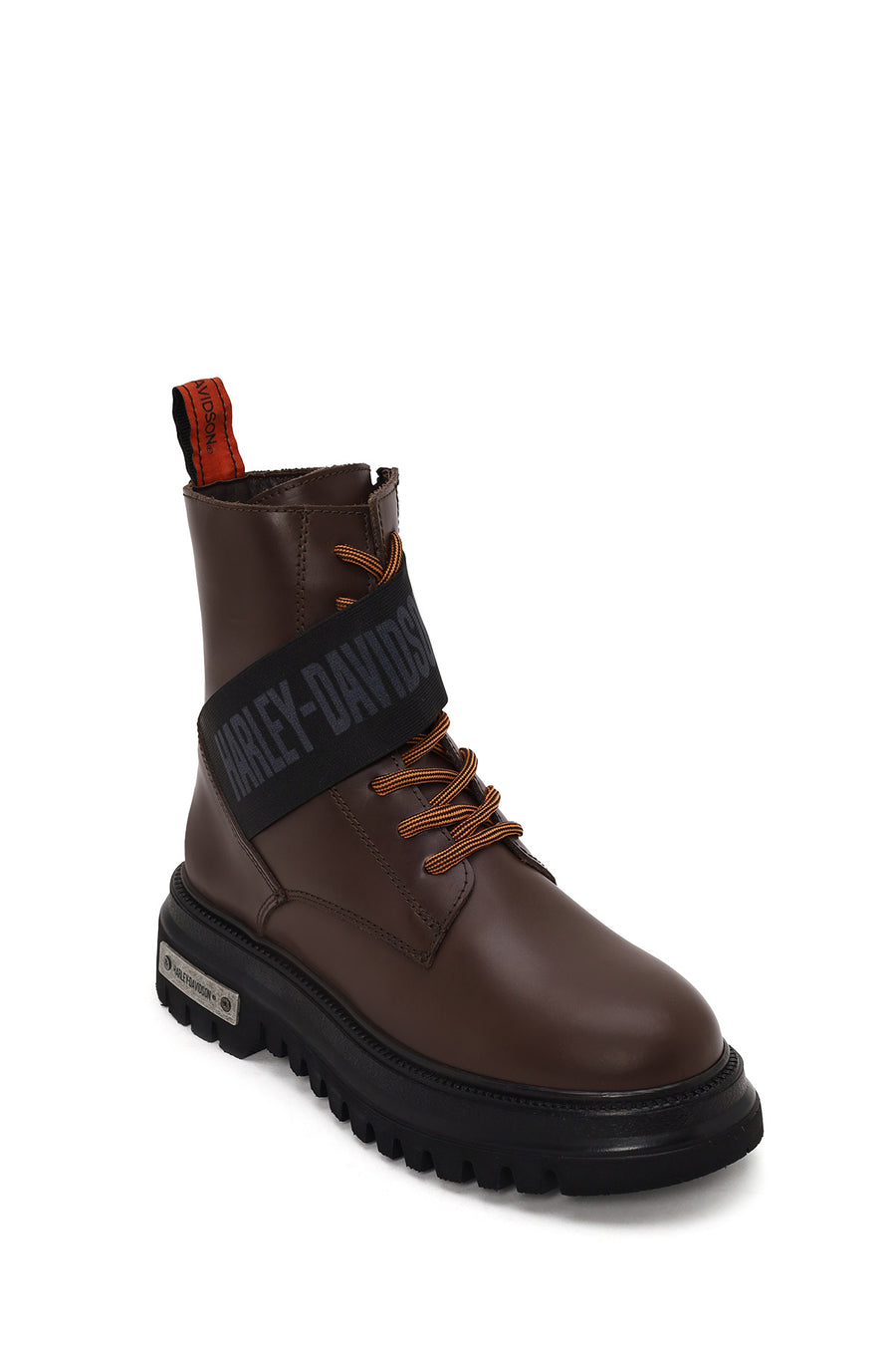 Harley Davidson Woman Brown Becky Zip Closure Thick-Soled Leather Combat Boots
