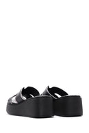 Women's Black Leather Wedge Heel Comfort Slippers | Derimod
