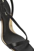 Women's Black Ankle Strap Leather Thin Heel Sandals | Derimod
