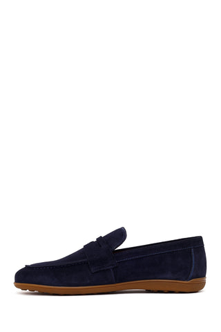 Erkek Lacivert Süet Deri Loafer