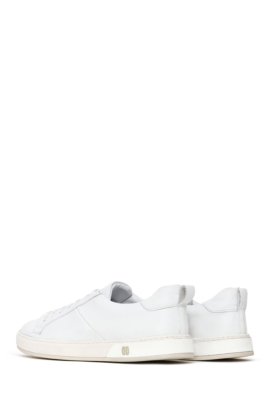 Erkek Beyaz Bağcıklı Deri Sneaker