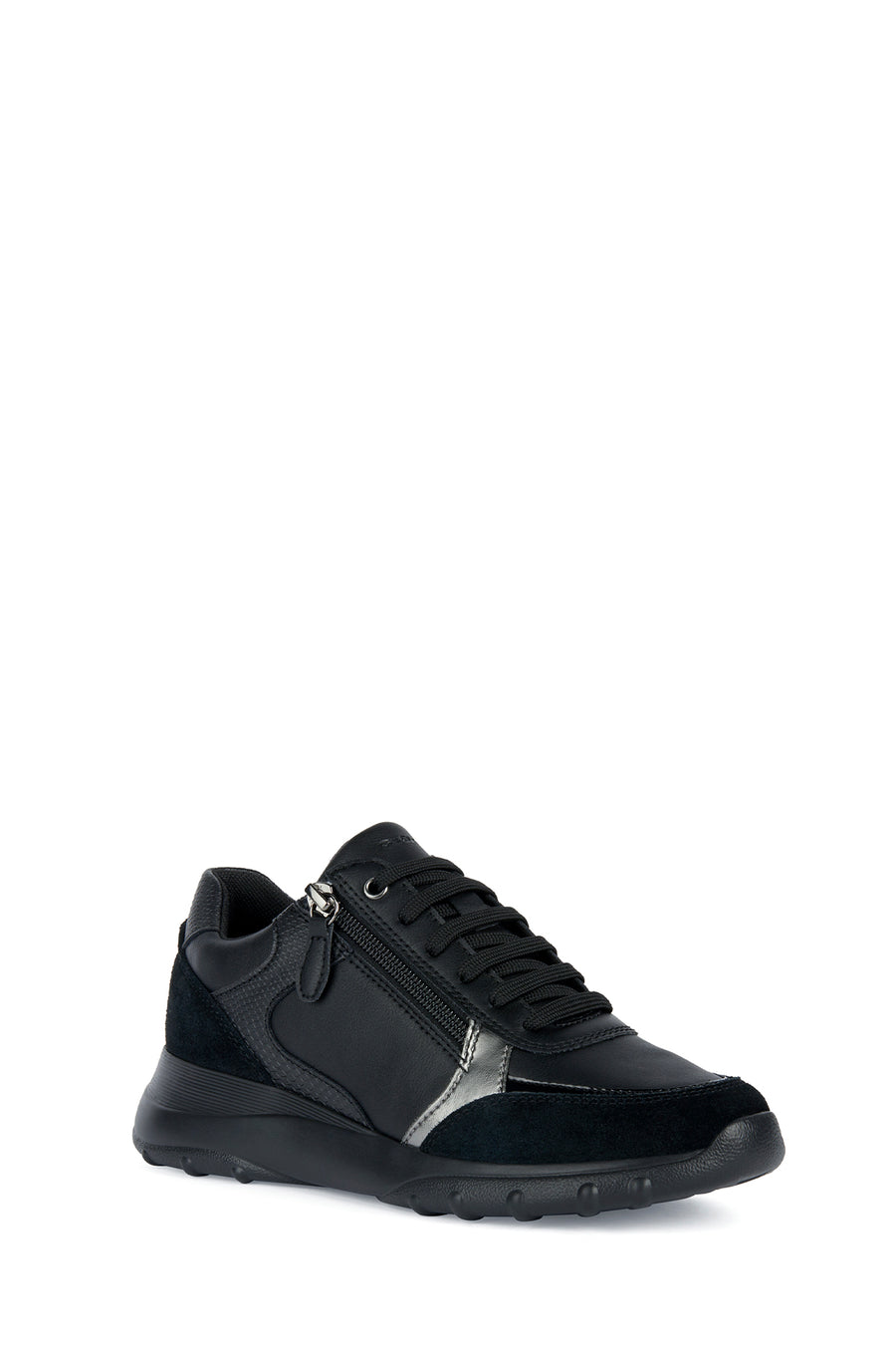Geox Women's Black Alleniee Suede Detailed Sneaker
