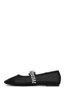 Woman Black Embellished Ballet Flat | Derimod