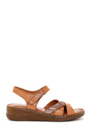 Women's Tan Ankle Strap Leather Comfort Sandals | Derimod