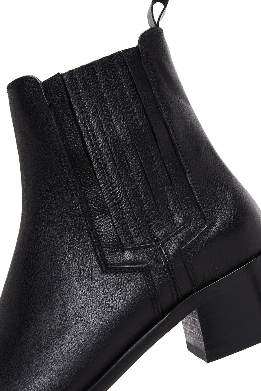 Woman Black Chunky Heels Leather Chelsea Boots
