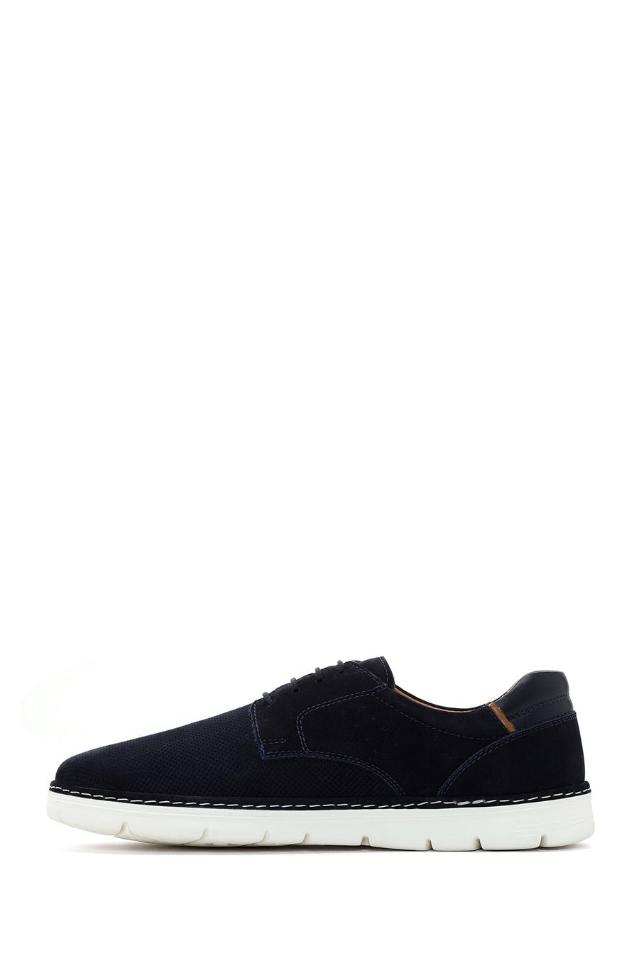 Men's Navy Blue Lace-up Leather Casual Shoes