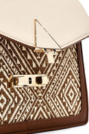 Women's Beige Long Strap Patterned Handbag | Derimod