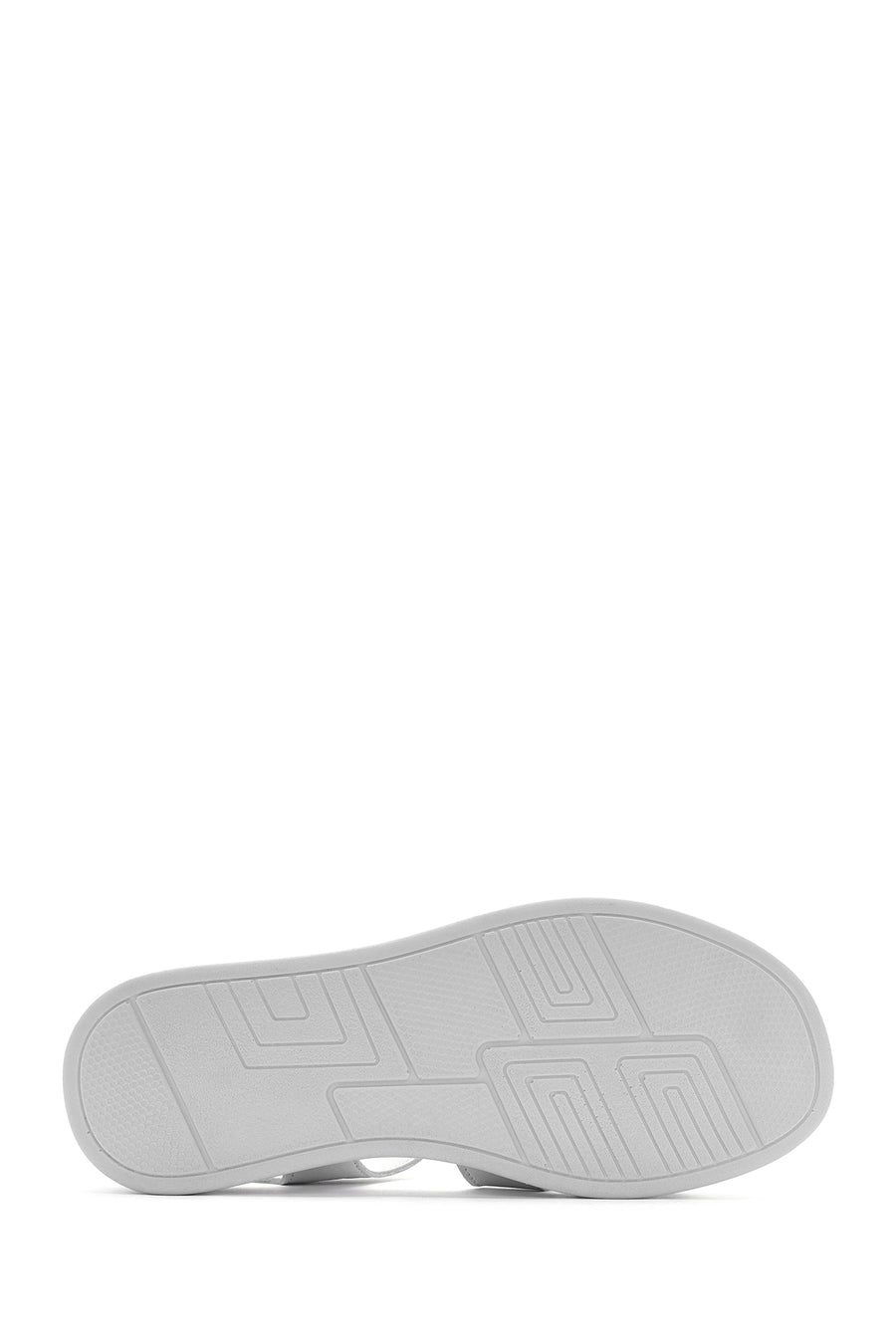 Women's White Strappy Thick Soled Leather Comfort Sandals