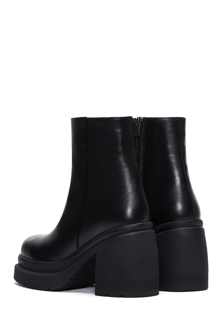 Women's Leather Platform Heeled Boots
