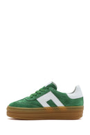 Women's Green Lace-Up Suede Leather Sneakers | Derimod