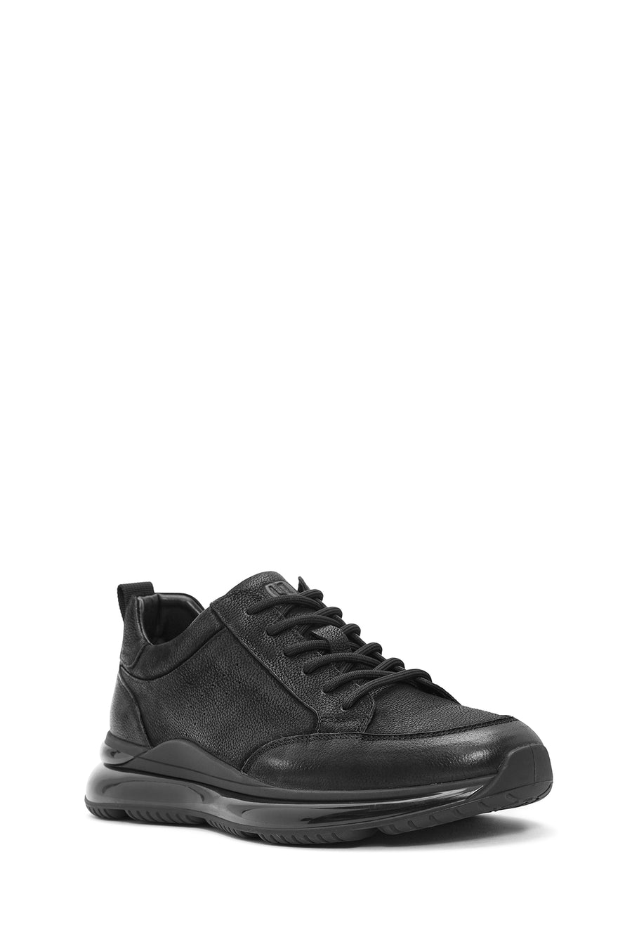 Men's Black Lace-Up Nubuck Leather Sneakers