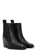 Women's Black Thick Heeled Leather Chelsea Boot | Derimod