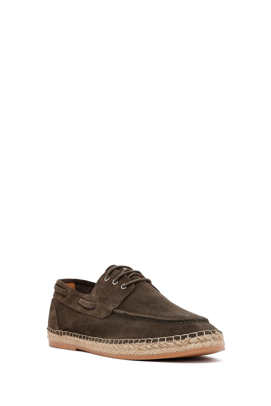 Men's Khaki Lace-Up Suede Leather Espadrilles