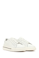 Men's White Lace-Up Thick-Soled Leather Sneaker | Derimod