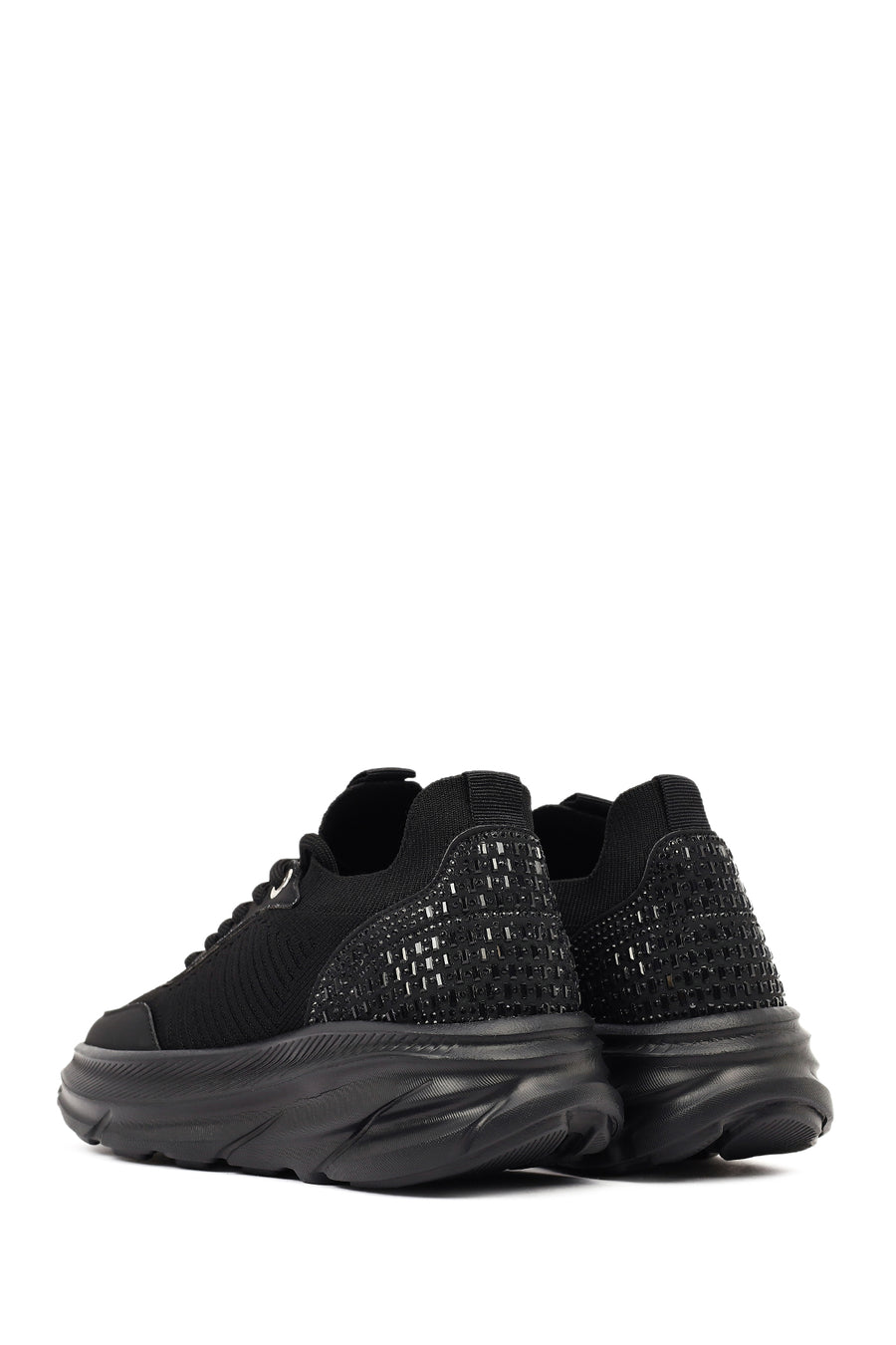 Derimod Zero Women's Black Lace-Up Thick-Soled Fabric Sneaker