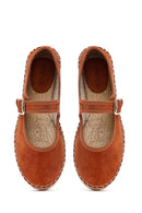Women's Orange Strappy Suede Espadrilles | Derimod