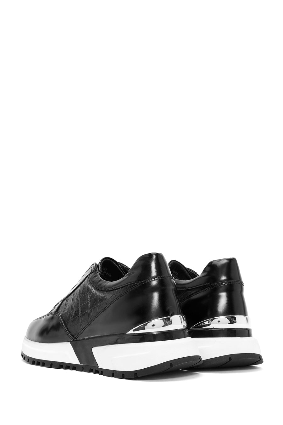 Erkek Siyah Kroko Desenli Deri Sneaker