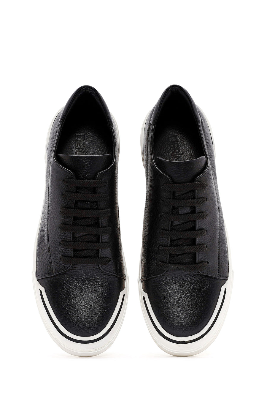 Men's Black Lace Up Leather Sneakers