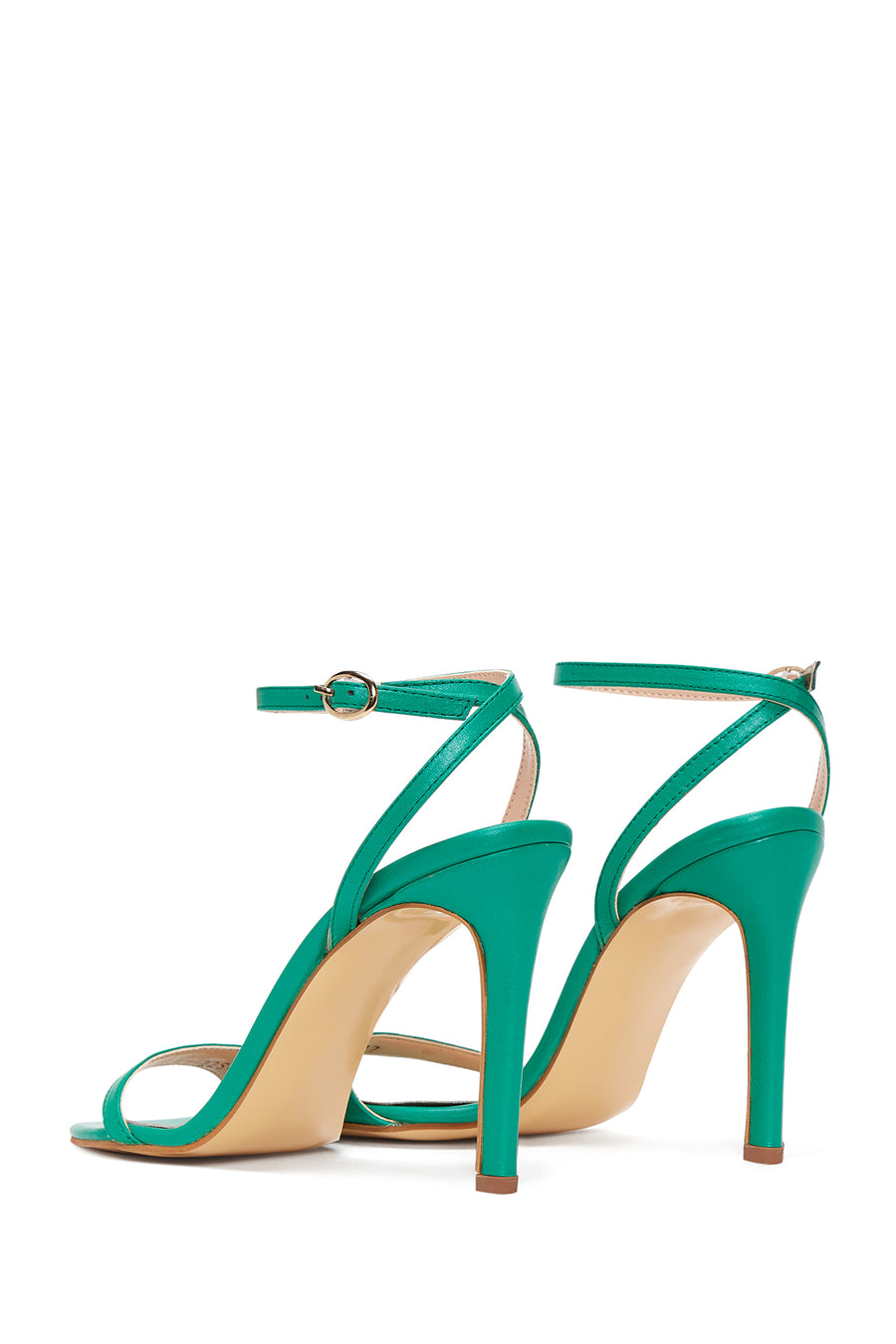 Women's Green Leather Heeled Sandals