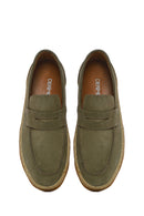 Men's Green Suede Leather Loafer | Derimod
