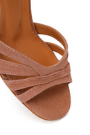Woman Mink Ankle-Buckle Chunky-Heel Suede Leather Sandals | Derimod