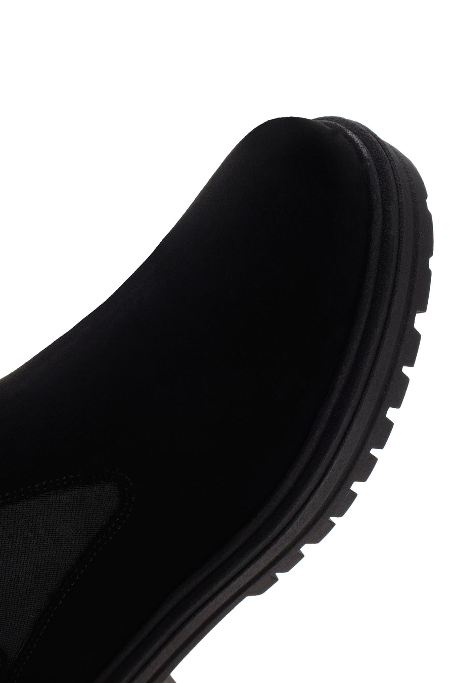 Women's Black Zippered Suede Leather Chelsea Boots
